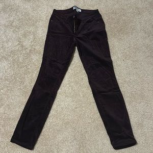 Dark Purple Rockstar Super Skinny Velvet Jeans